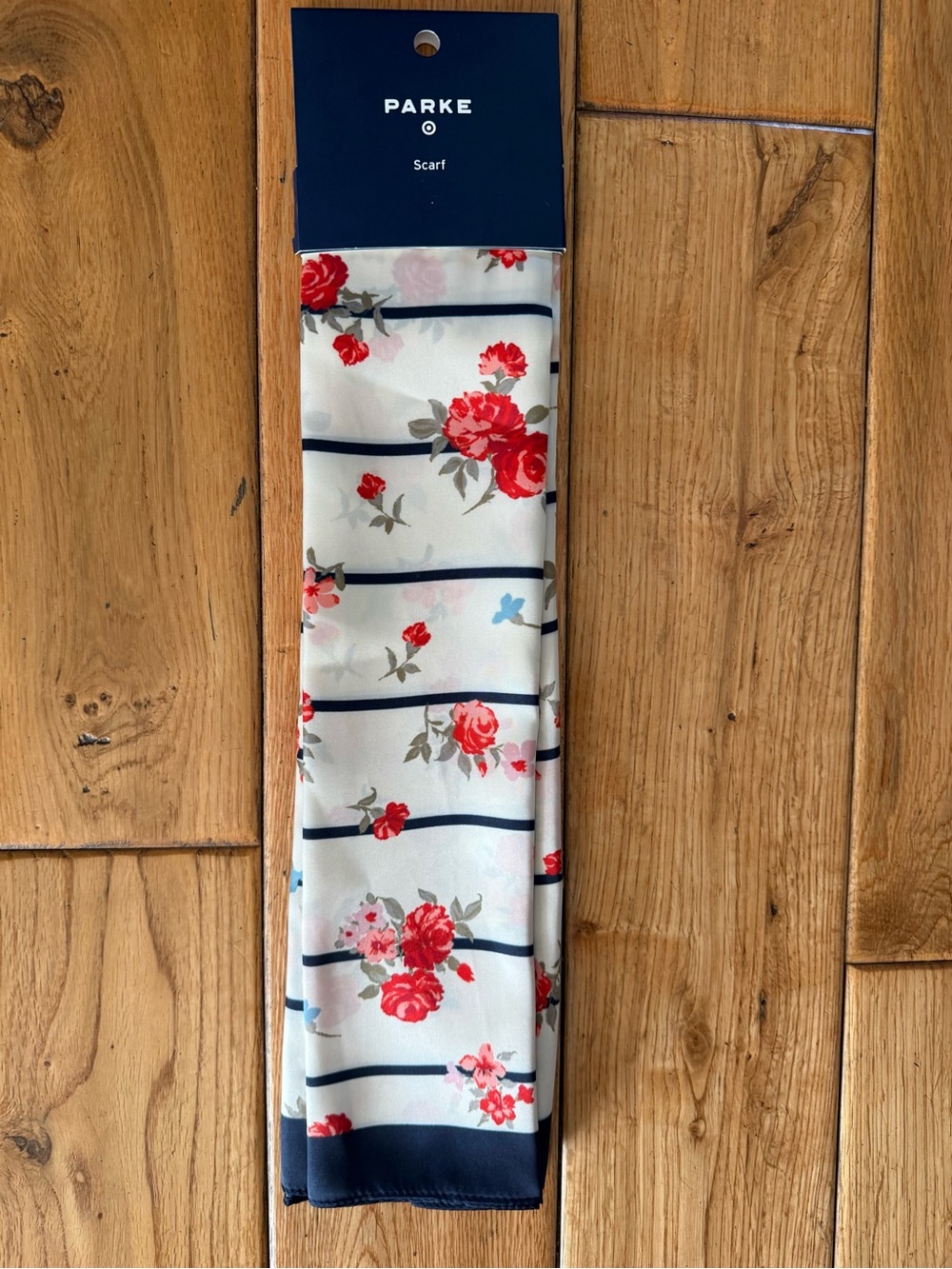 Parke X Target Floral Stripe Scarf in White and Red